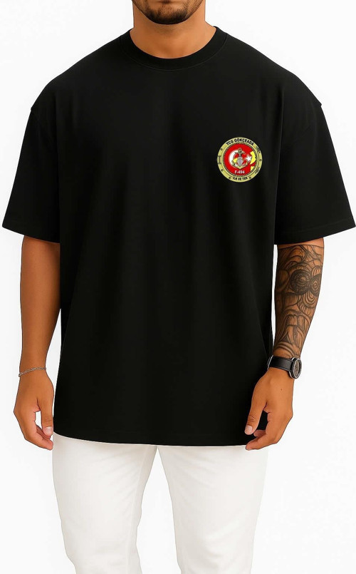 Oversize TCG Gökçeada F-494 Cep ve Sırt Tasarımlı Unisex T-Shirt