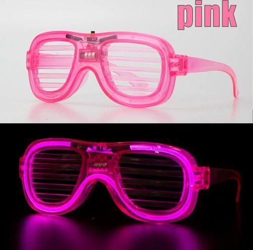 Pembe Led Işıklı Parti Gözlüğü - Neon Glow Şerit Gözlük 3 Modlu
