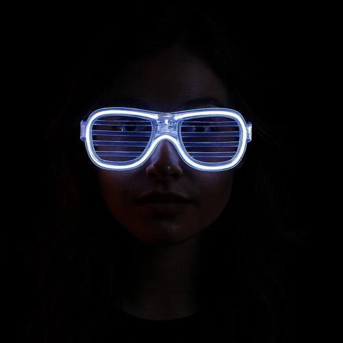 Nessiworld Beyaz Led Işıklı Parti Gözlüğü - Neon Glow Şerit Gözlük 3 Modlu