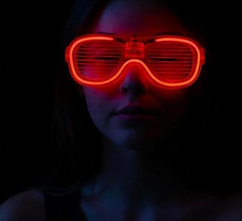 Nessiworld Kırmızı Led Işıklı Parti Gözlüğü - Neon Glow Şerit Gözlük 3 Modlu