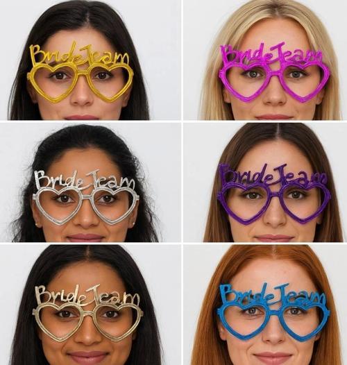 Nessiworld Kalpli Bride Team Gözlük Seti 6 Renk - Kına & Düğün Partileri İçin