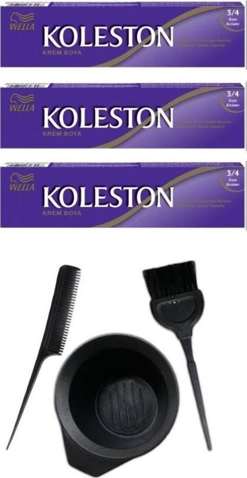 KOLESTON TÜP SAÇ BOYASI 3.4 3 ADET + SAÇ BOYAMA SETİ