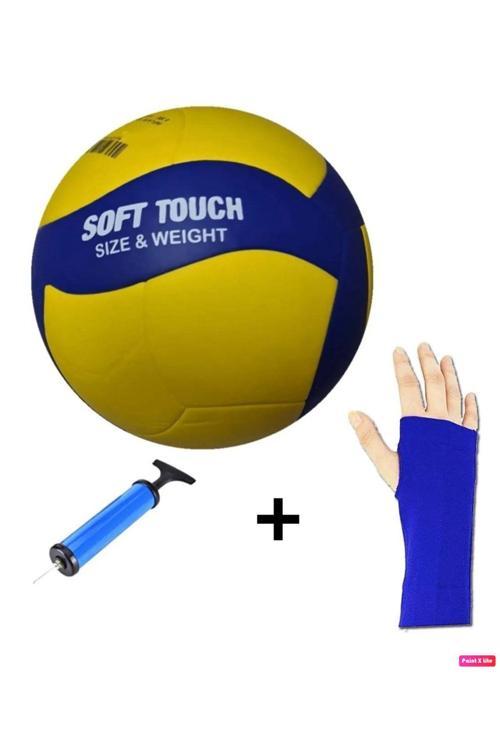 Vl 500 3'Lü Set Voleybol Topu Soft Yapıştırma Poliüretan 3 Astar Deri + Pompa + Kolluk Hediye