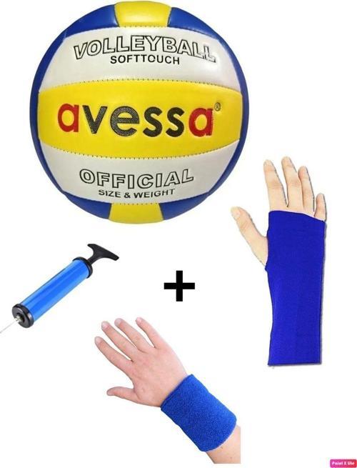 Vlb-1000 3'Lü Set Deri Soft Touch 3 Astar Dikişli Voleybol Topu Pompa Kolluk Havlu Bileklik