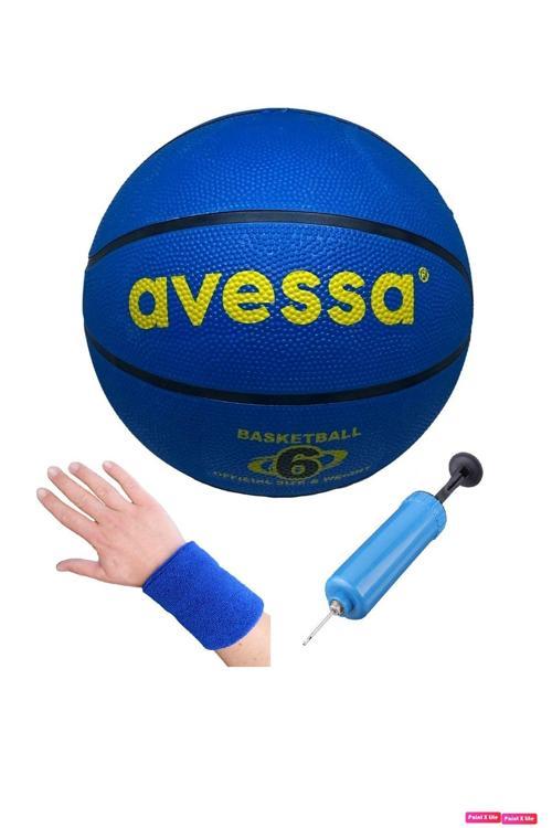 Brc-6 Basket Topu Unisex Kauçuk Soft Touch Basketbol Topu Mavi No 6 + Pompa + Havlu Bileklik