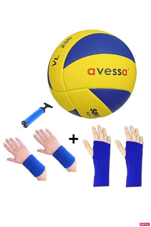 Vl-250 Set Voleybol Topu Soft Yapıştırma 3 Astar + Pompa + Çift Kolluk + Çift Havlu Bileklik
