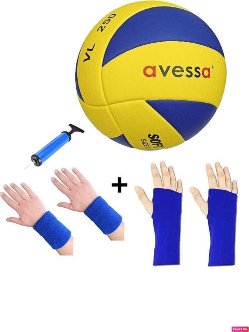 Vl-250 Set Voleybol Topu Soft Yapıştırma 3 Astar + Pompa + Çift Kolluk + Çift Havlu Bileklik