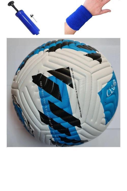 Orijinal Futbol Topu Pompa Hediyeli Sert Zemin Halı Saha Futbol Topu Mavi No:5 Pompa + Bileklik
