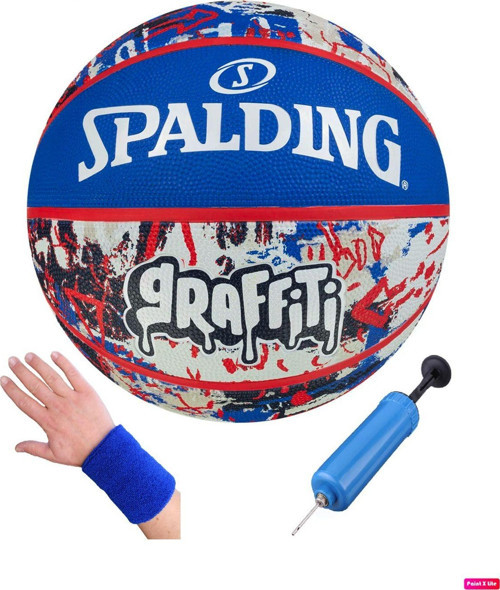 Graffiti 8 Panel Basketbol Topu Performance Outdoor Kauçuk Yüzey + Pompa + Havlu Bileklik