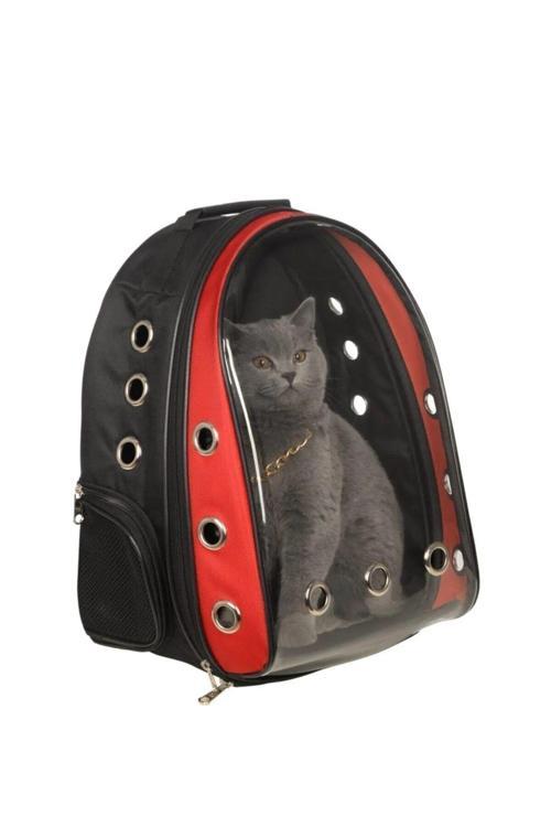 Şeffaf Hava Kanallı Kırılmaz Cam Kedi Köpek Taşıma Seyahat Çanta 42*22*33 Cm
