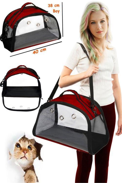 Star Kedi Çantası Kırmızı, Alt Taban Bükülmez Yıkanabilir, Kedi Taşıma Çantası