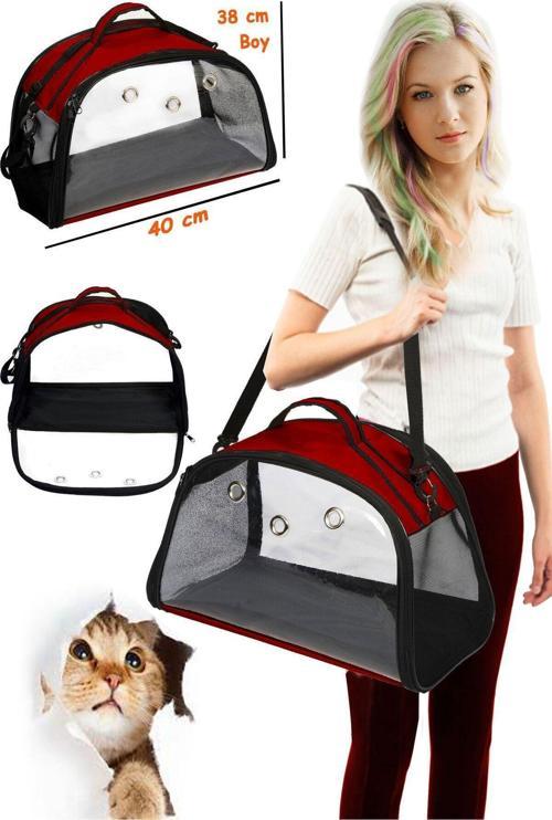 Star Kedi Çantası Kırmızı, Alt Taban Bükülmez Yıkanabilir, Kedi Taşıma Çantası