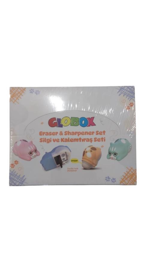 Kalemtraş + Silgi Kedi Figürlü 3822 (16 Lı Paket)