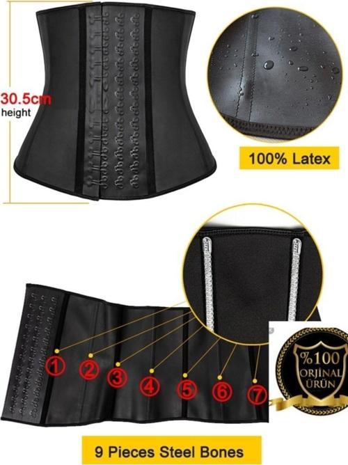 Askısız Latex Extra Sıkı Göbek Korse Çelik Balenli 3 Kademe Agraflı Şekillendirici Lateks Bel Korse