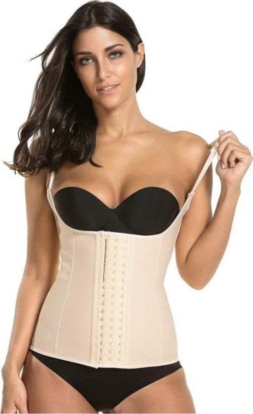Kadın Ten Latex Korse Askılı C?Elik Balenli 3 Kademeli Agraflı S?Ekillendirici Lateks Bel Korsesi