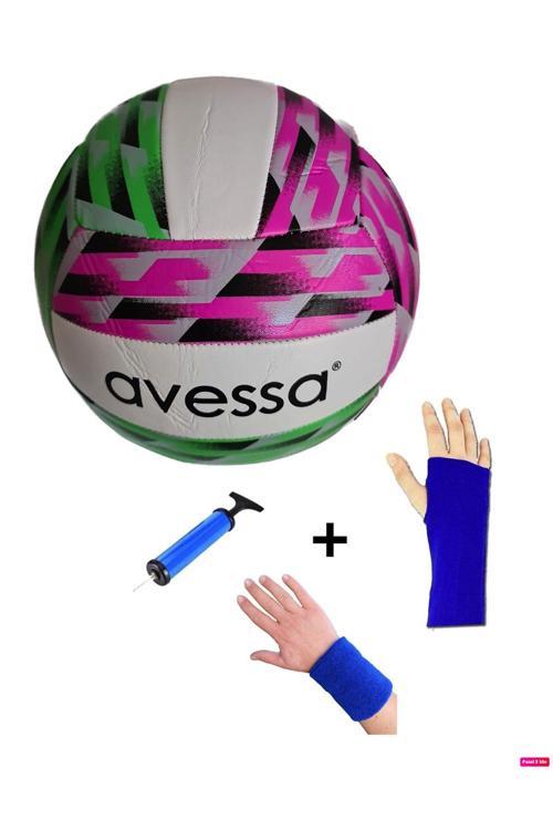 Dikişli Yumuşak Deri Soft Touch Antrenman Salon Voleybol Topu Pompa + Kolluk + Havlu Bileklik