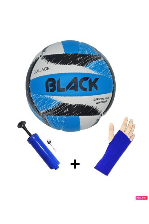 Collage El Dikişli 4 Astar Poliüretan Deri 18 Panel Voleybol Topu + Top Pompası + Voleybol Kolluğu