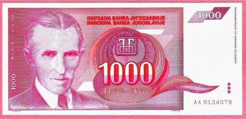 Yugoslavya Yugoslavıa 1.000 Dnara 1992 Unc Çil