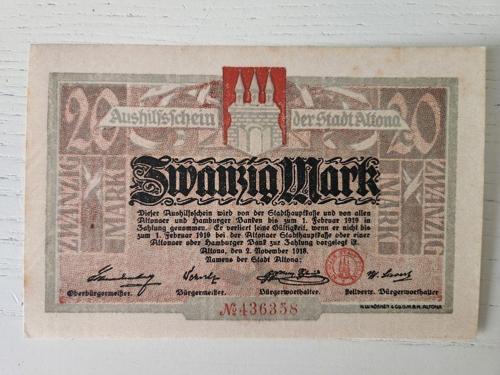 Almanya 1918 Tarihli 20 Mark. Orijinal Dönemine