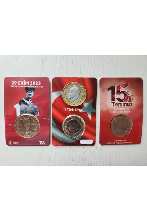 3''Lü Hatıra 1 Lira Ve 5 Lira Para Kiti Seti, 29 Ekim, 15 Temmuz, 2023 1 Lira"Çil"