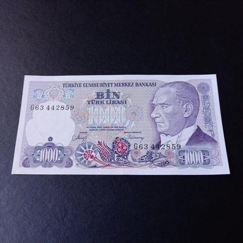 7.Emisyon 1000 Türk Lirası G Serisi - 2.Tertip Çil Eski Kağıt Para