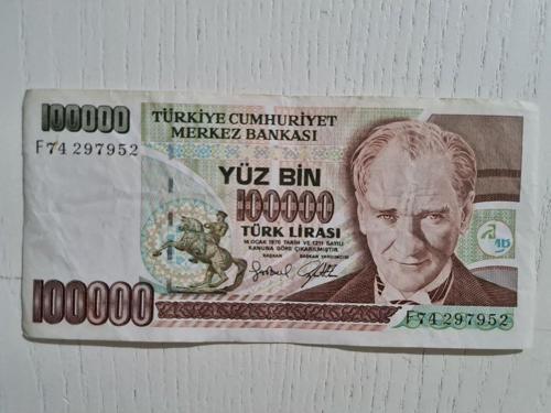 7. Emisyon 100.000 Türk Lirası Haliyle Kondüsyonda Banknot
