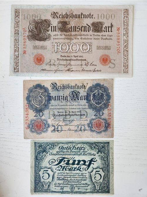 Alman Eski Dönem 3 Adet Mark Seti. 1910 Ve 1918 Tarihli