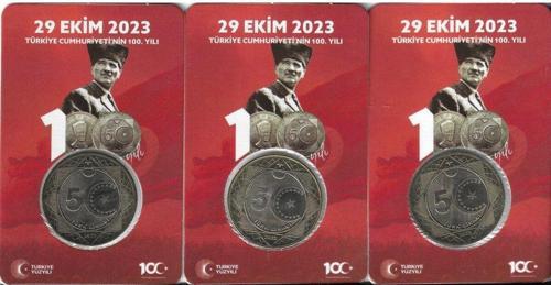2023 Cumhuriyet'İn 100.Yılı Hatıra 5 Lira Özel Kırmızı Kitinde 3 Adet Çil