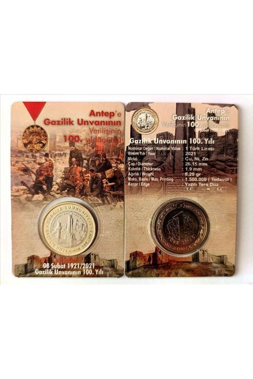 Gaziantep’E Gazilik Ünvanı’Nın Verilişi’Nin 100. Yıl Dönümü 1 Türk Lirası Hatıra Para Özel Kitinde