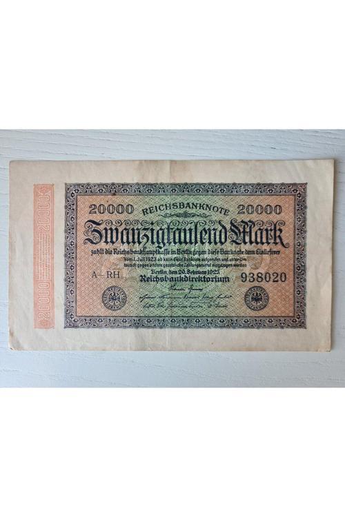 Almanya Berlin Banknot Büyük Boy 9X13 Cm 1923 Tarihli, 20000 Mark Alman