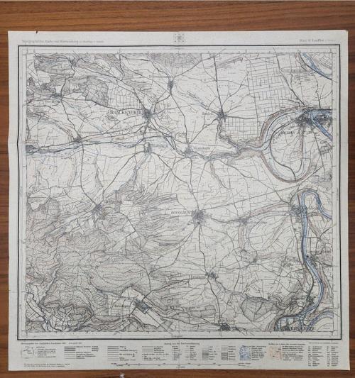 Osmanlı Dönem Alman Harita 50X50Cm. Topografi Haritası Orijinal Osmanlı Dönem. Büyük Boy Alman