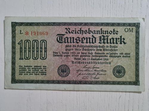 Berlin Banknot Büyük Boy 9X13 Cm 1922 Tarihli, 1000 Mark Alman