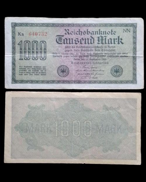 1000 Mark 1923 Ka Serisi Eski Koleksiyon Yabancı Kağıt Para. Eski Para.