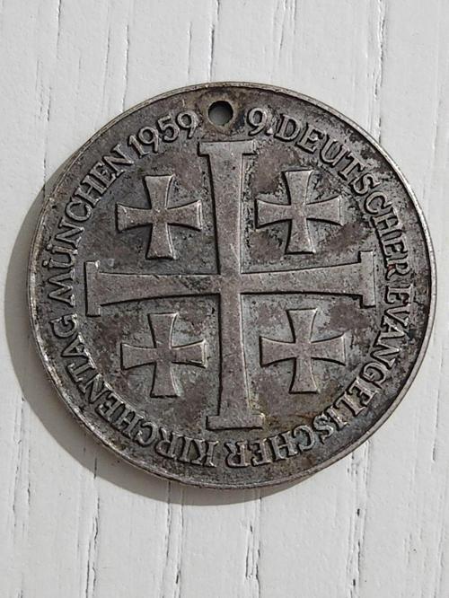 Almanya 9. Evangelist Kilisesi Madalya. 3Cm Çapında Orijinal 1959 Tarihli
