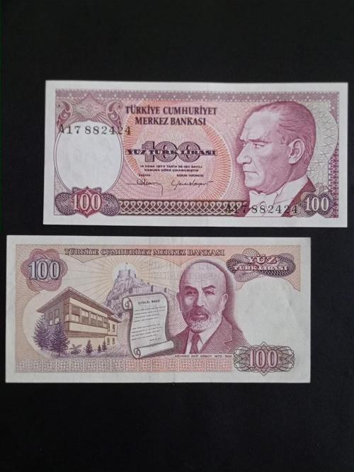 A Serisi 7.Emisyon 100 (Yüz) Türk Lirası Eski Koleksiyon Kâğıt Para. Para Koleksiyon.