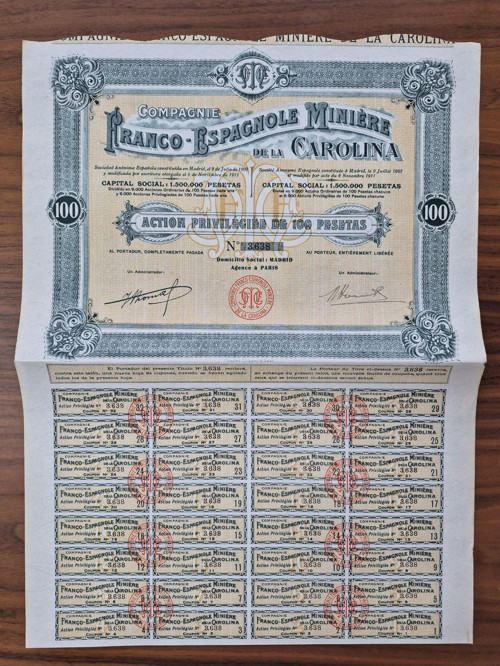 1911 İspanya Maden Şirketi Temiz.; Orijinal Damgası