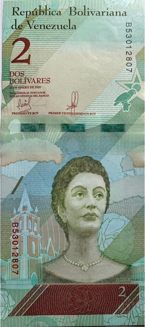 Emir Collectıon Venezuela 2018 Yılı 2 Bolivares Çil(Unc) Koleksiyon Para