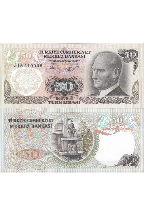 Emir Collectıon Türkiye 6. Emisyon 50 Türk Lirası J Harfi Yerli Kağıt Para Çil (Unc) Koleksiyon Para