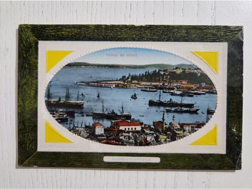 Osmanlı Dönem Osmanlıca Sarayburnu Oval Kartpostal. Temiz Durumda Osmanlıca Yazılı Kartpostal
