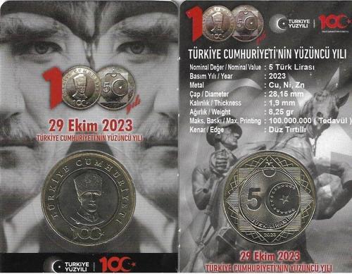 Emir Collectıon 2023 Cumhuriyet'İn 100.Yılı Hatıra 5 Lira Özel Kitinde