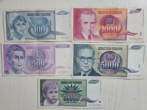 5 Adet Yugoslav Dinarı 1992 Temiz Tam Set Yugoslav Para Seti