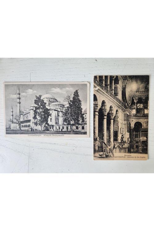 2 Adet Osmanlı Dönen Kartpostal Camii. Ayasofya Ve Süleymaniye