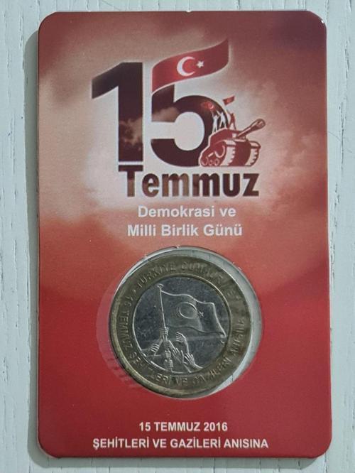 15 Temmuz Madeni 1 Lira Kutusunda Çil. Koleksiyonluk Madeni 1 Lira. 15 Temmuz 2016 Demokrasi