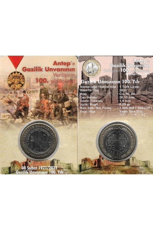 Emir Collectıon Gaziantep’E Gazilik Ünvanı’Nın Verilişi’Nin 100. Yıl Dönümü 2021 Yılı 1 Lira Hatıra Para Ve Kiti