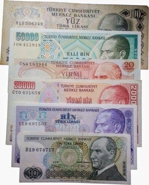 6. 7. Emisyon 6 Adet Koleksiyon Kağıt Para. Türk Lirası. Koleksiyon Para. Eski Para