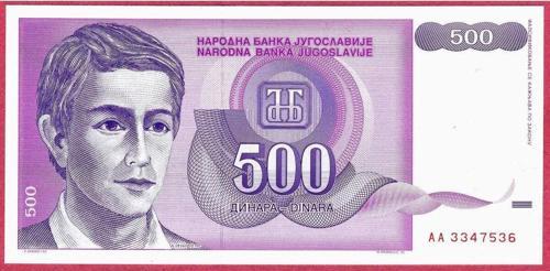 Yugoslavya Yugoslavıa 500 Dınara 1992 Unc Çil