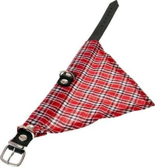 Deri Bandanalı Boyun Tasması 47CM Kırmızı