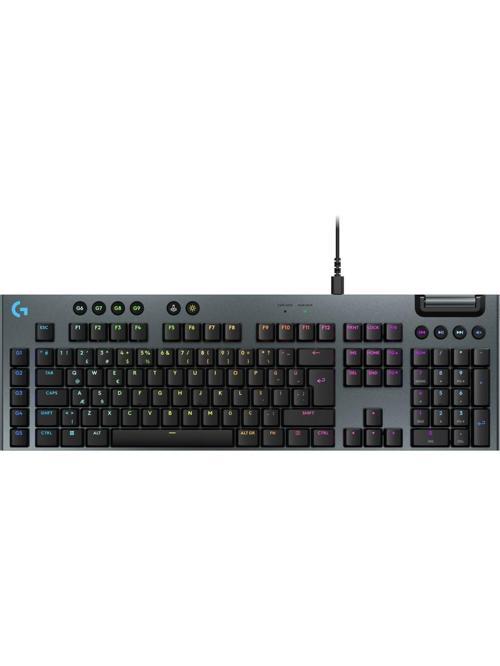 G915 x Düşük Profilli Rgb Aydınlatmalı Gl Brown Pc/mac Için Kablolu Ingilizce Q Mekanik Oyun Klavyesi, Siyah