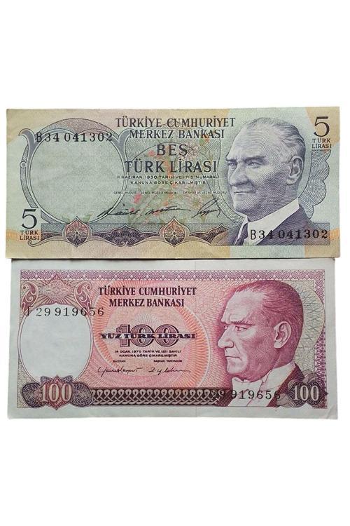 7. Emisyon 6, Emisyon 2 Adet Koleksiyon Eski Kağıt Para. Antika Para.