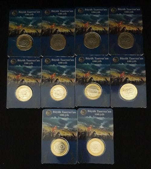 10 Adet Büyük Taarruzun Yüzüncü Yılı 1 Lira 2022 Madeni Para (Özel Folderda)